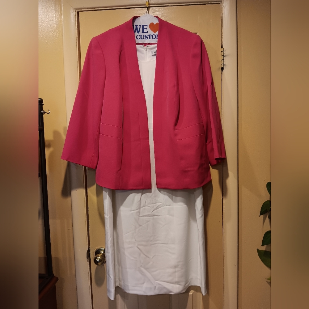 Kasper White Dress and Hot Pink Jacket